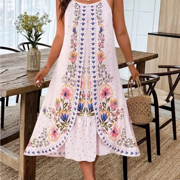 Floral Pink Sleeveless Dress - Picture 5 of 6